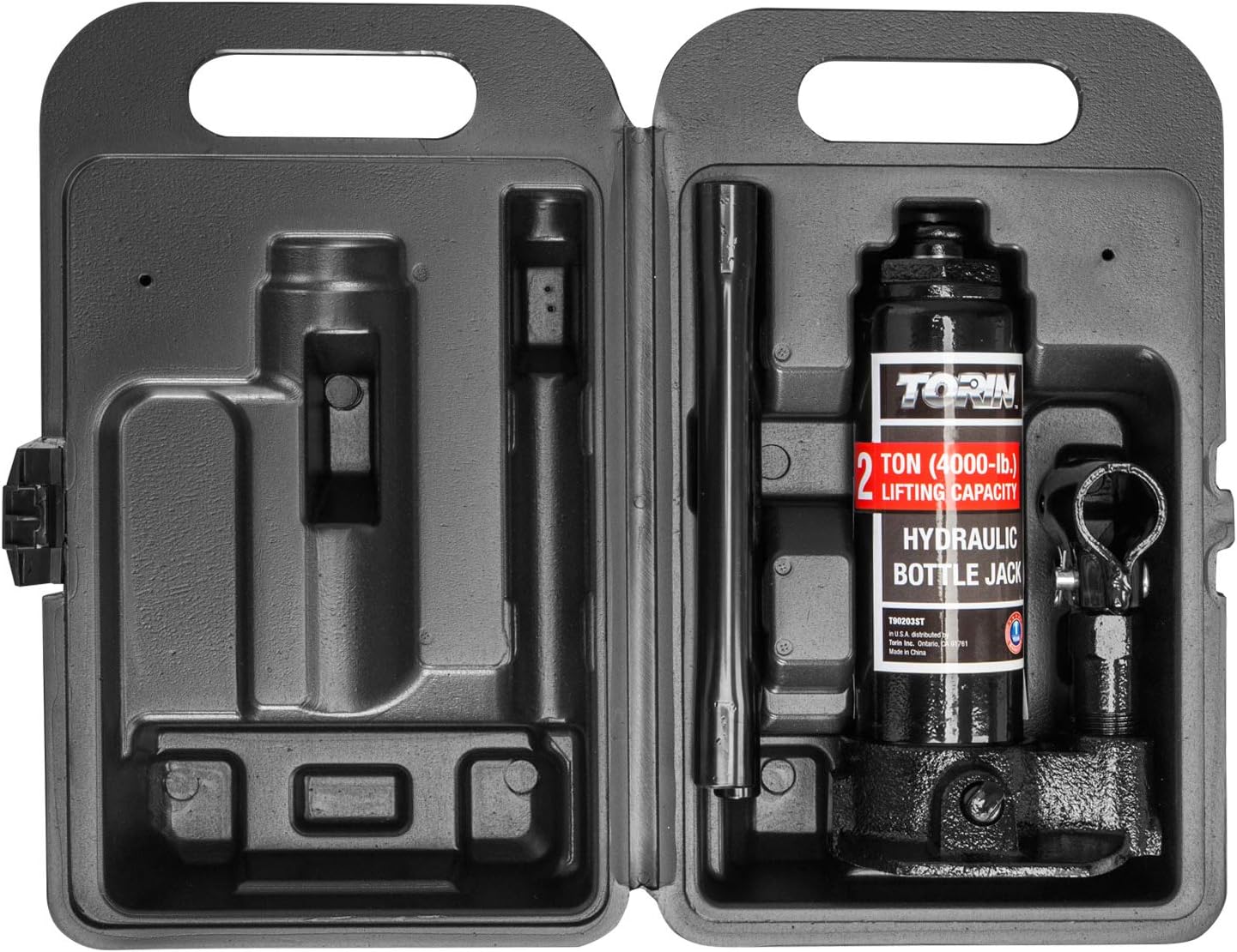 Torin TAM90203S Hydraulic Welded Bottle Jack with Blow Mold Carrying Storage Case, 2 Ton (4,000 lb) Capacity, Black: Automotive