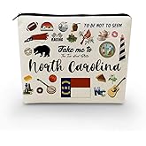 YULUENZE Take Me To North Carolina Makeup Bag North Carolina Travel Gift Small Canvas Organizer Bag with Zipper North Carolina Cosmetic Bag Travel Present for Women Friends Families