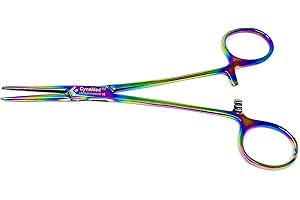 Cynamed Artzone Multi Color Hemostat Forceps with Serrated Jaws, Stainless Steel Rainbow Pliers - Perfect for Dissection, Fishing, Hobby and More (6.25 in., Straight)