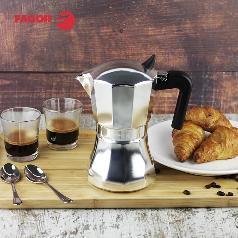 Fagor Cupy Cafetera Italiana, Inducción, Aluminio, Express, 12 Tazas Café, Apta para todas las Cocinas, Vitrocerámica, Gas, Eléctrica, Junta de Silicona Gran Durabilidad — foto 6 de 7
