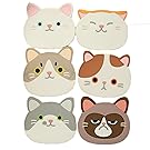 JLHua Silicone Multi-Use Cartoon Cat Trivet Mat(set of 6 Pack)Insulated Flexible Durable Non Slip Hot Pads and Coasters Cup Mats