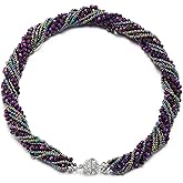 COOLSTEELANDBEYOND Multi-Layer Beads Crystal Braided Chain Choker Collar Magnetic Clasp,Statement Necklace, Bracelet