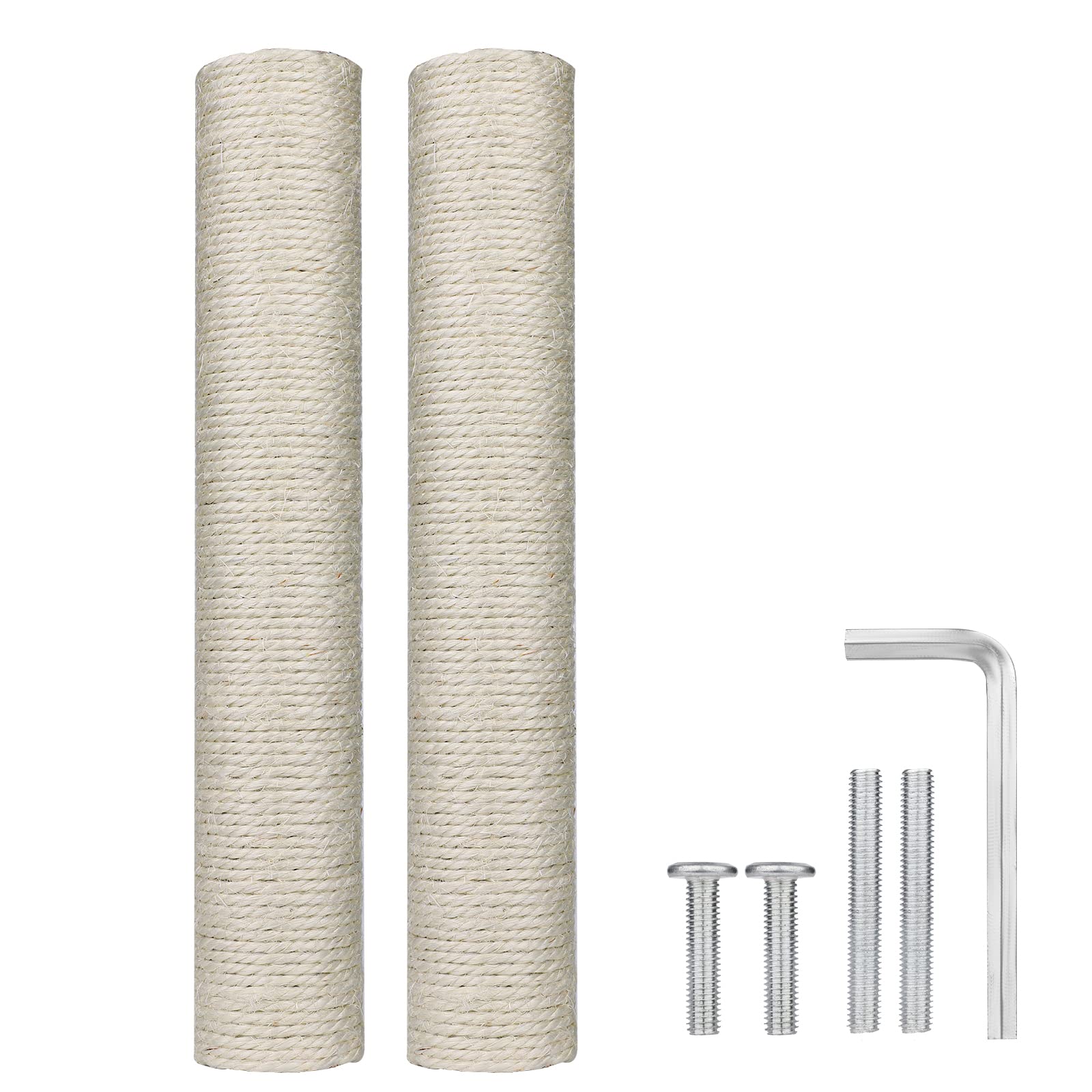 SAVITA 2pcs Cat Scratching Post Replacement, 15.7 inch Cat Tree Scratch Post with 4 M8 Screws Natural Sisal Replacement Poles for Kittens Cat Tree Tower (D02329)