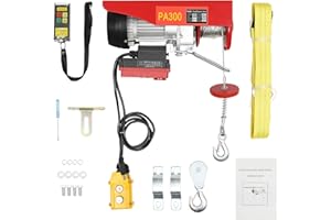 KREIAOER 660 lbs Lift Electric Hoist with 39.4 ft Zinc-Plated Steel Wire, 110V Electric Winch, 650W Pure Copper Motor, and Wireless Remote Control for Garage, Factory, Warehouse, and Construction (660 LBS)