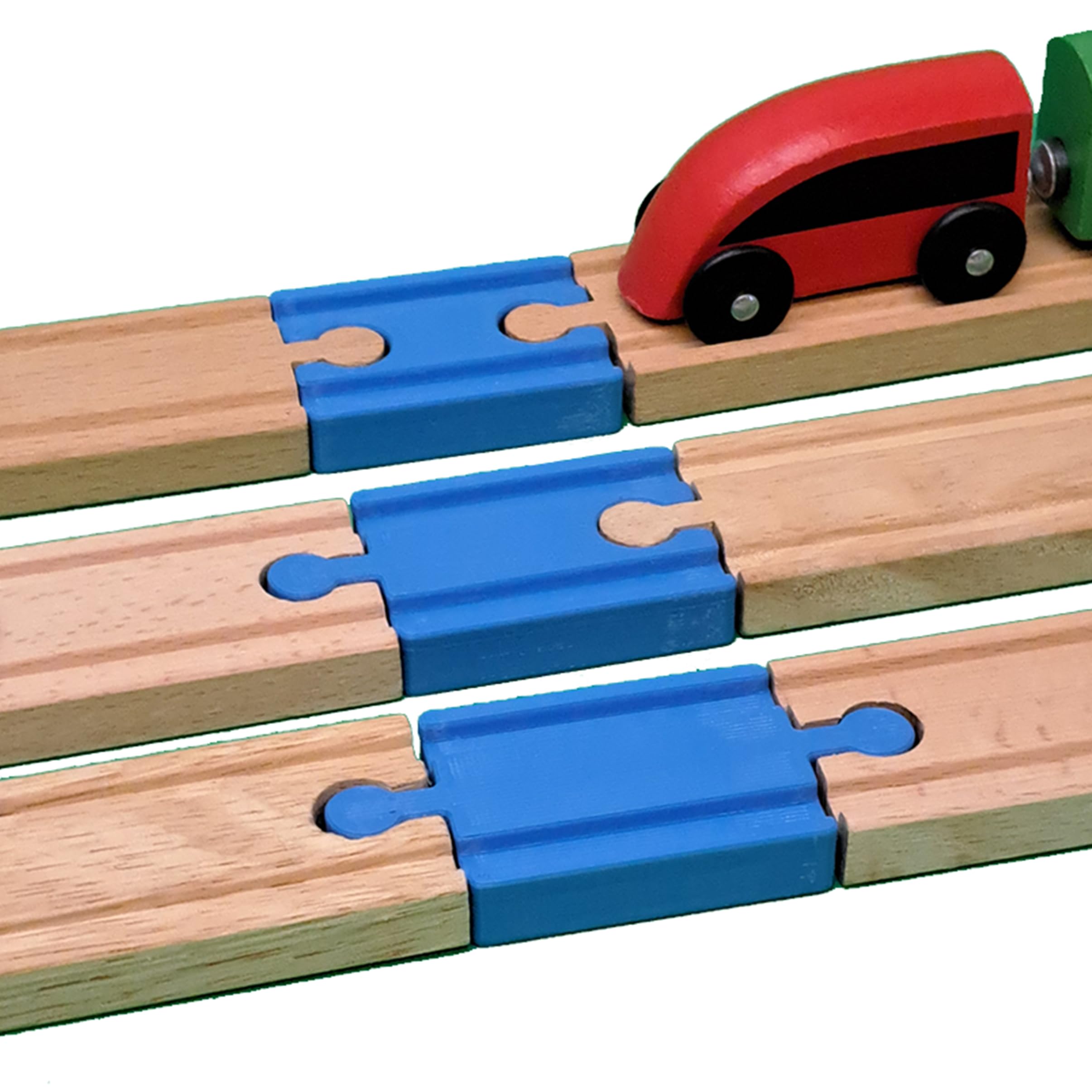 Baymo Male/Female Train Track Adapters to fit Wooden Railway for Kids Age 3 Years & Up - Railway Set Accessories & Add Ons