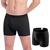 Carer Washable Incontinence Underwear for Men Reusable Mens Urinary Incontinence Box Briefs for Bladder Leak Protection 100ml Front Absorbency Cotton Leakproof Underwear Black S