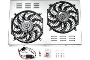 KUUHLERSAT Aluminum Radiator Shroud Electric Fan Realy Kit Replacment for 1973-1976 Chevy Corvette Base Stingray 5.7L 7.4L V8 Gas