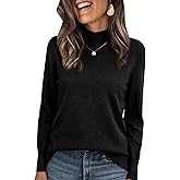 PEHMEA Women's Mock Neck Sweater Light Wool Blend Slim Soft Pullover Dressy Casual Top for Fall Winter Warm