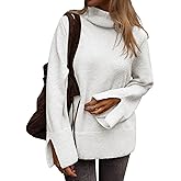 ATHMILE Fall Fashion Sweaters for Women Turtleneck Long Sleeve Casual Loose Knit Pullover Tops Winter Clothes 2025