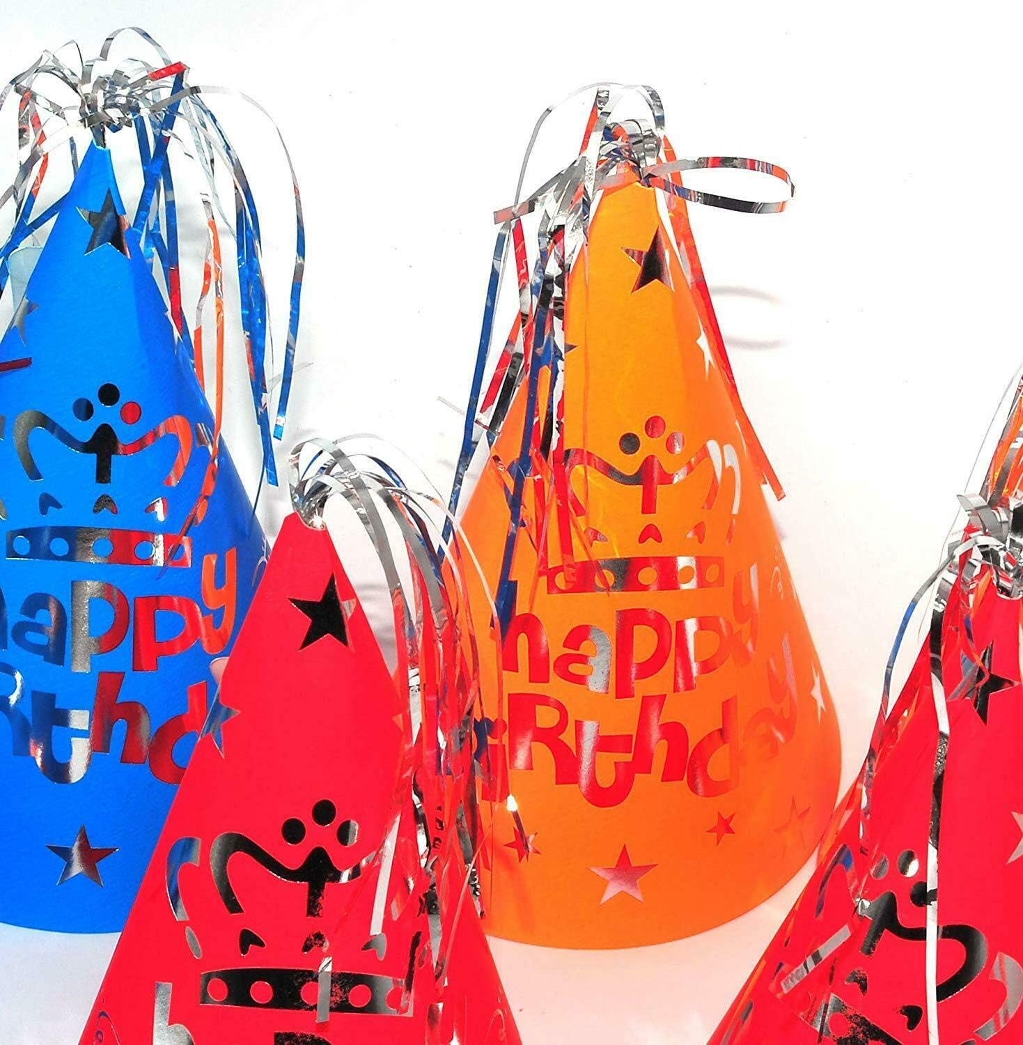 Happium Happy Birthday Party Hats Paper Cone with Foil Top Pack of 10, Colorful Festive Caps for Fun Celebrations - Image 4