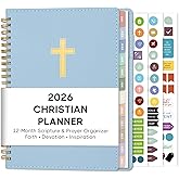 2026 Christian Planner, Bible Planner & Prayer Journal A5 Spiral Bound, Weekly & Monthly Faith Planning for Women & Men (Blue)