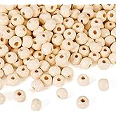 Craftdady 300Pcs Natural Round Wood Beads 10mm Ivory Wooden Ball Spacer Beads for Jewelry Making