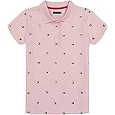 Tommy Hilfiger Girl's Short Sleeve Polo Shirt, Button Closure With Ribbed Collar and Sleeves