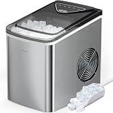 Silonn Ice Makers Countertop, 9 Cubes Ready in 6 Mins, 26lbs in 24Hrs, Self-Cleaning Ice Machine with Ice Scoop and Basket, 2 Sizes of Bullet Ice, Stainless Steel