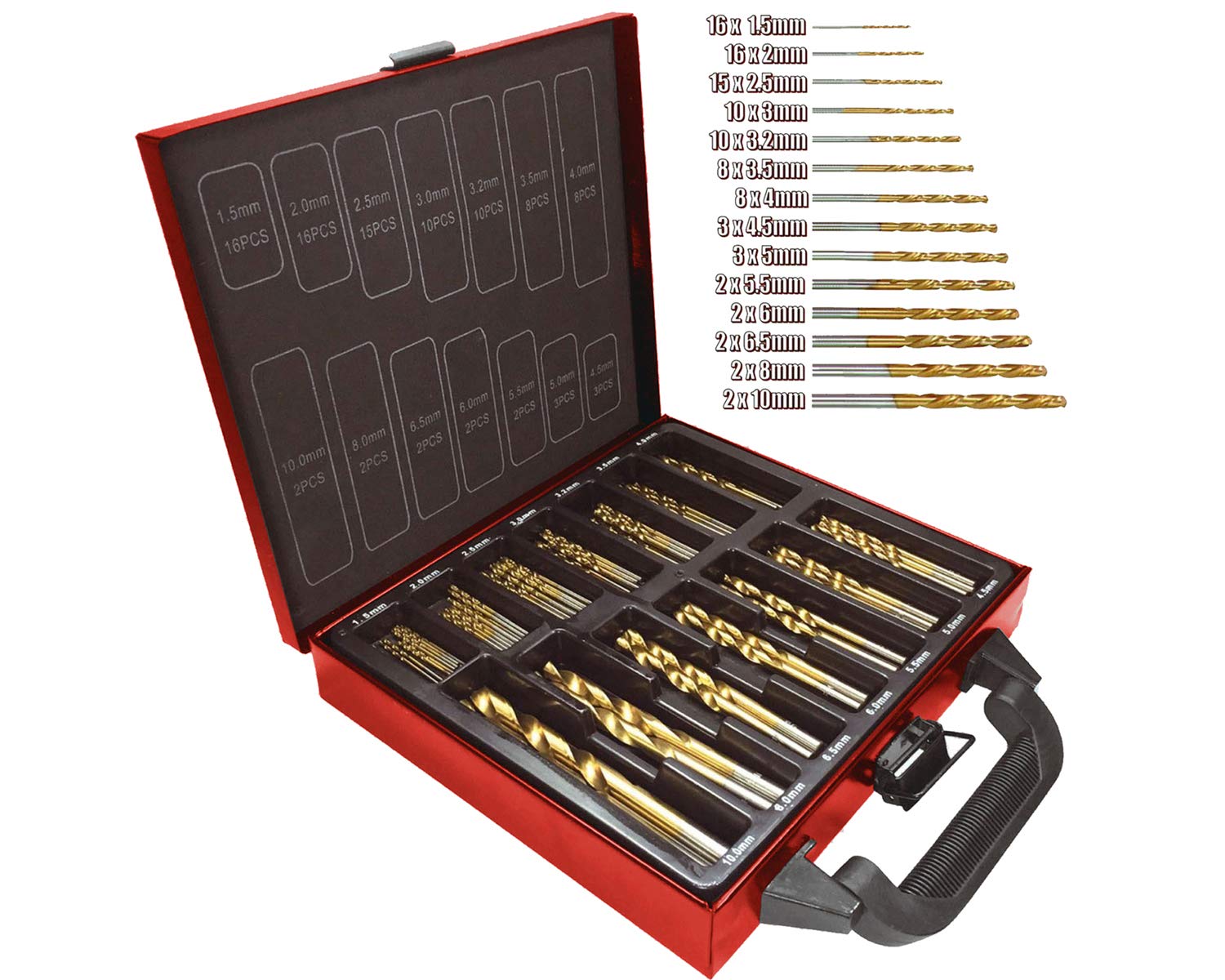 LUMBER JACK 99 Piece Drill Set, HSS Metal Bits, Titanium Coated Drilling Bit, Wood Metal & Plastic
