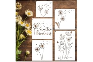 yhslmh Large Dandelion Stencils Painting on Wood Walls 14.5 X 10 inch Flower Paint Stencil Art Crafts Projects Drawing Reusable Burning Pattern on Canvas Decorating for Kids Adult (Dandelion)