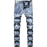 LONGBIDA Men's Slim Fit Ripped Stretch Skinny Jeans for Men, Distressed Tapered Leg Fashion Pants