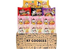 KF GOODIES Korean Ramen Variety Pack Gift Box (11 Count) - Spicy Buldak Noodle Assortment for Birthdays, College Care Packages, Offie Snacks and Gift Baskets