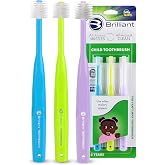 Brilliant Oral Care Child Toothbrush with Soft Bristles and Round Head, for a Kid Approved, Easy to Use All-Around Clean Mouth, Ages 2-5 Years, Sky Blue Lime Lilac, 3 Pack
