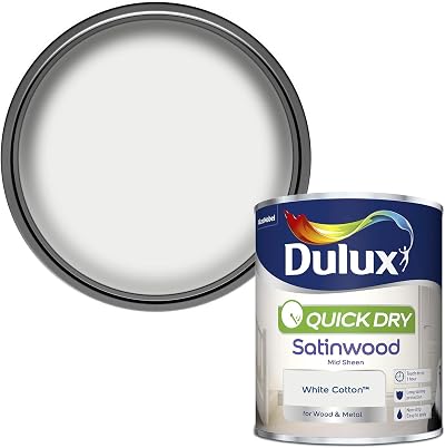 Dulux Quick Dry Satinwood Paint For Wood And Metal White Cotton 750 ml