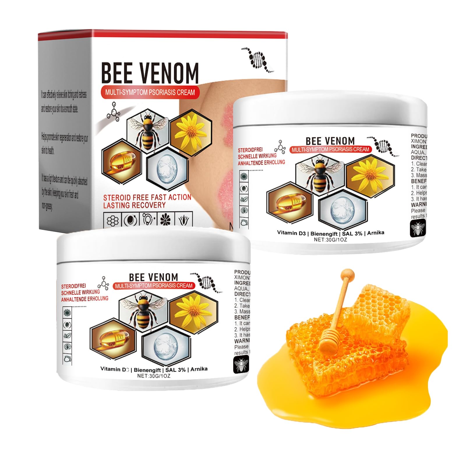 Photo 1 of 2 Pcs Bee Venom Skin Treatment Cream, Bee Venom Multi Skin Cream for All Skins Types