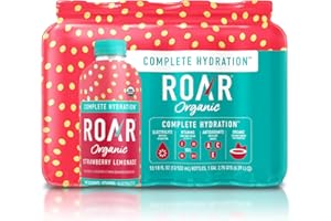 ROAR Complete Hydration Organic - Electrolyte Drinks Loaded with Vitamins C, B5, B12 - Non-GMO, Gluten-Free - Strawberry Lemonade - 12 pc