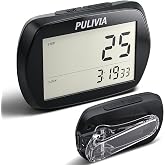 PULIVIA Pedometer for Walking 3D Step Counter with Clock, Accurate Steps Tracker Portable Pedometer with Clip, Simple Walking Step Counter