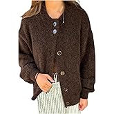 Verdusa Women's Chunky Cardigan Sweaters Button Up Cardigan Soft Sweaters Drop Shoulder Knit Outerwear