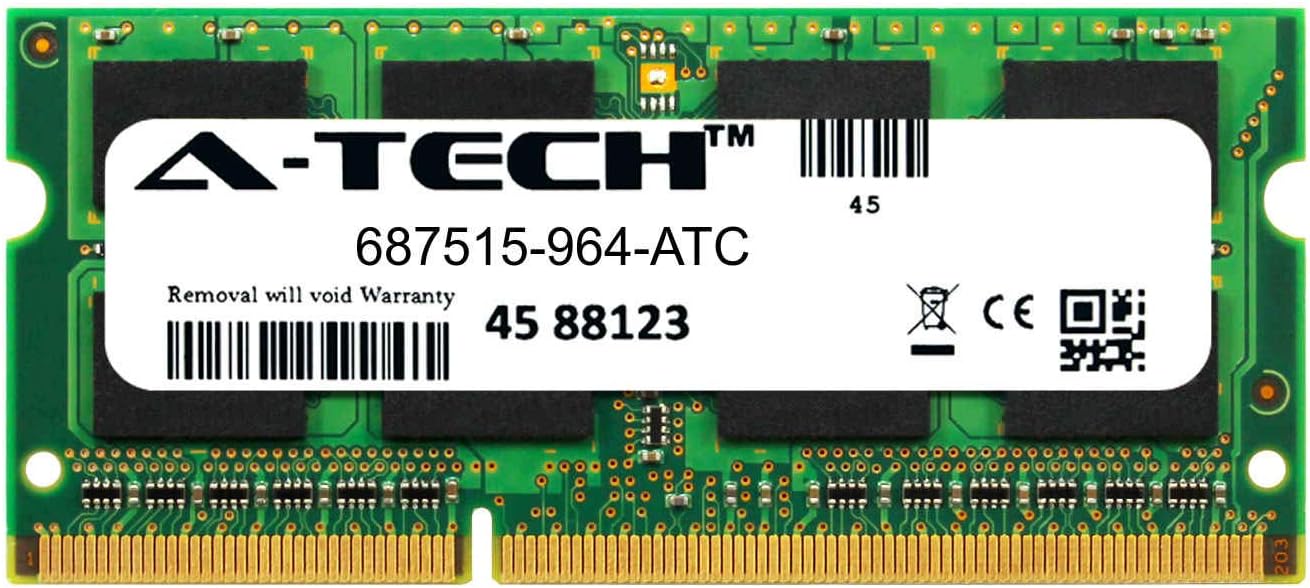 A-Tech 4GB Replacement for HP 687515-964 - DDR3/DDR3L 1600MHz PC3-12800 Non  ECC SO-DIMM 1rx8 1.35v - Single Laptop & Notebook Memory Ram Stick (687515- 964-ATC) at Amazon.com