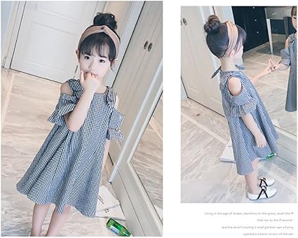 Amazon Happyjp ワンピース キッズ 女の子 チェック柄 ワンピース 肩出し フレア ドレス 子供服 ドレス オープンショルダー ワンピース 入学式 発表会 結婚式 ワンピース チュニック 通販