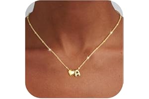 Ursteel Stocking Stuffers for Teen Girls Women - Christmas Gifts for Grandkids, 14K Gold Plated Initial Heart Necklace for Women Trendy, Dainty Letter A-Z Lockets Necklaces Personalized