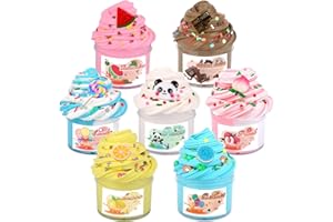 NIURUILSI Scented Slime Kit with 7 Pack Butter Slimes,Dual Colored Pink Slime Watermelon Charms,Super Soft and Non-Sticky, Stress Relief Toy Party Favors Birthday Gifts for Girls,Ages 4-12 - Party Favors.