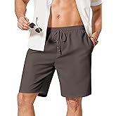 COOFANDY Men's Linen Shorts Casual Drawstring Summer Beach Shorts Lightweight Vacation Short for Hawaiian Resort Dark Gray