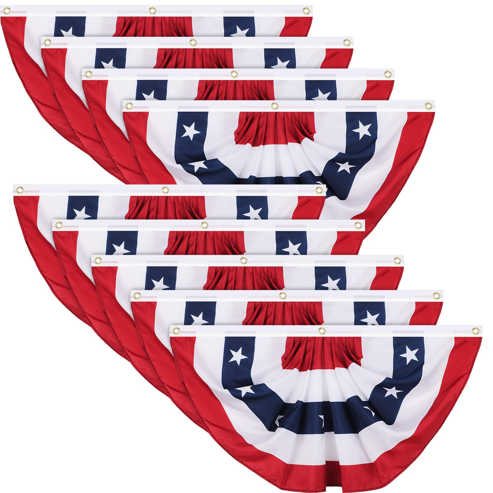 Tatuo Patriotic Decorations, 4th of July Pleated Fan Flags American US Bunting Flag Stars and Stripes Flag Banner for Independence Day Memorial Day and Labour Day (9 Pieces,1.5 x 3 feet)