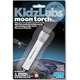 4M KidzLabs Moon Torch - Portable Projecting Toy Flashlight for Kids | Detailed Realistic Image Projector with Adjustable Focus Lens; Compact Handheld Educational Astronomy Tool for Walls