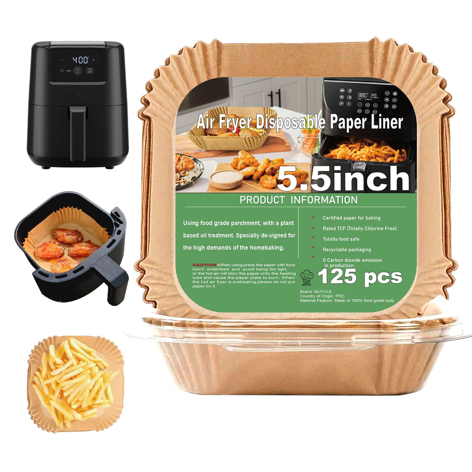 Photo 1 of 2 QT Air Fryer Liners for CHEFMAN 2 Qt Mini Air Fryer, Air Fryer Liners Disposable Small 2 qt 2.6qt, Small AirFryer Liners, DASH Air Fryer Liners