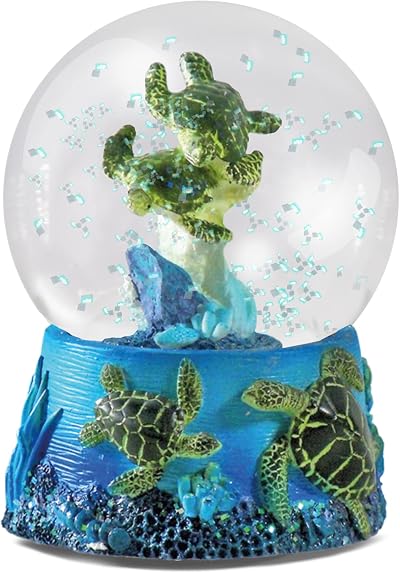 Deluxebase Water Globe Sea Turtles Glass Ornament 6.5x8.5cm
