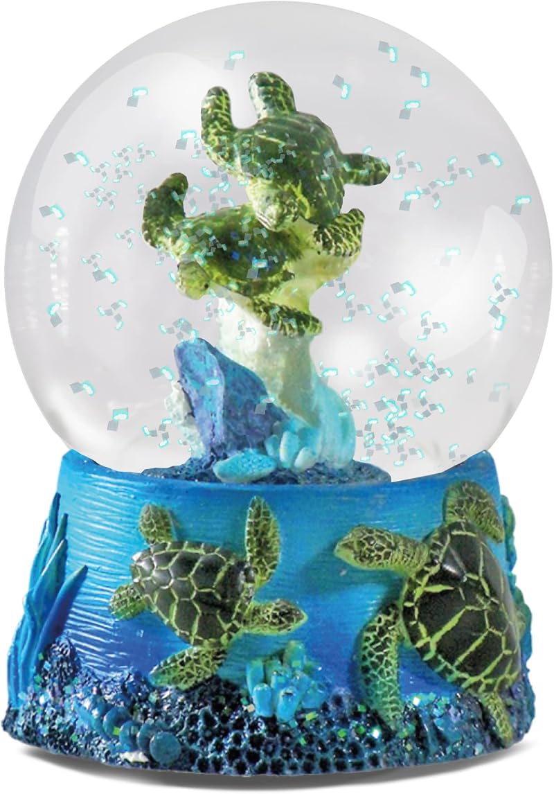 Deluxebase Water Globe Sea Turtles Glass Ornament 6.5x8.5cm