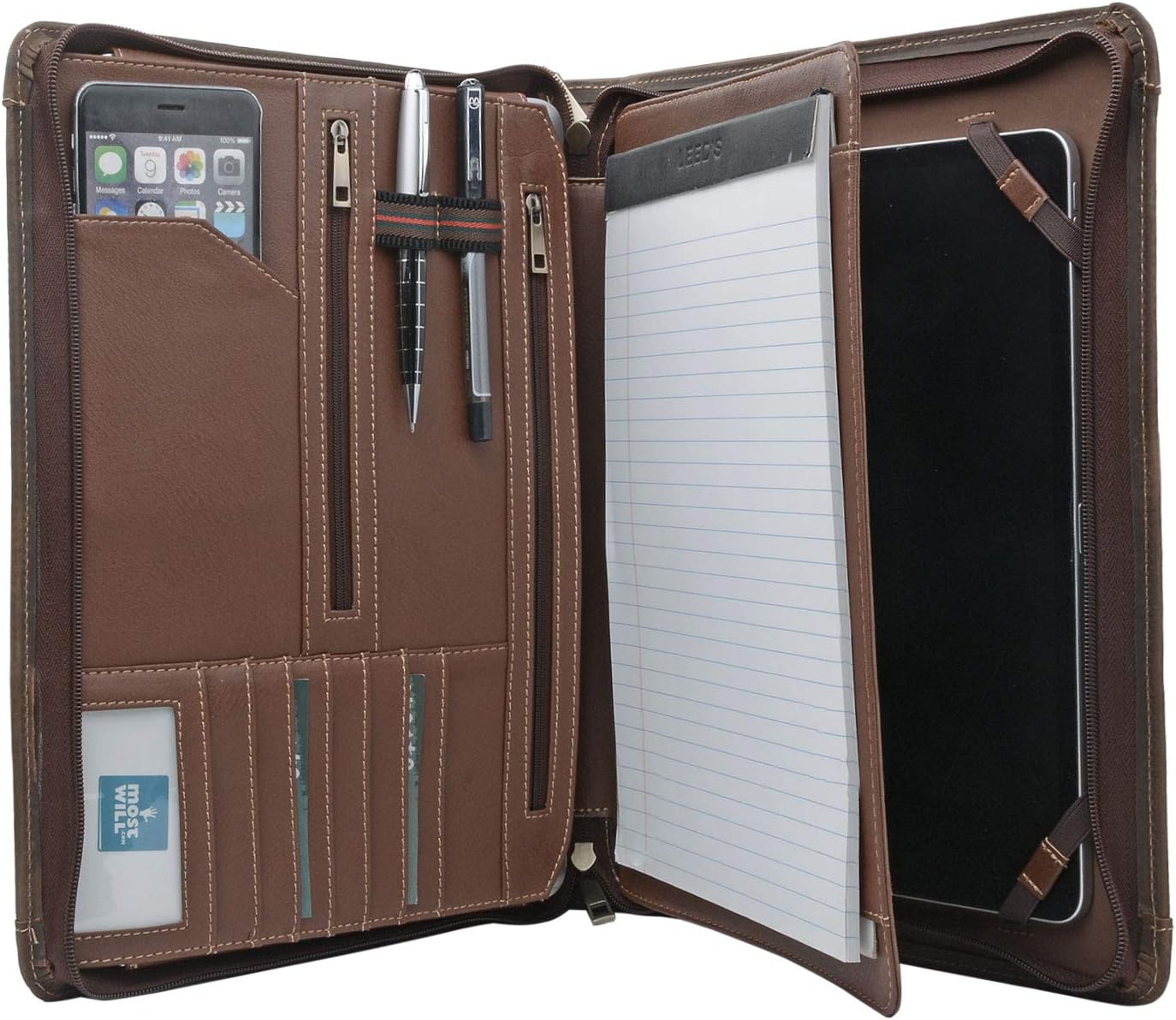 iCarryAlls Leather pad Holder Tablet padfolio case with iPad Holder