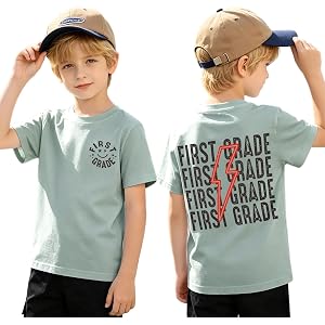 IZYJOY Boys Back to School Shirt Kid First Second Third Grade First Day of School T-Shirt 1st 2nd 3rd Grade Outfit Tee Tops