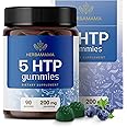 HERBAMAMA 5-HTP Gummies - 200mg 5-Hydroxytryptophan Relaxation & Calm Gummies for Adults - Vegan, Non-GMO Brain Support Supplement - 90 Pectin-Based Blueberry-Flavored Chews
