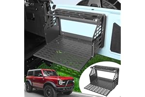 Mabett Rear Door Tailgate Foldable Table for Ford Bronco Accessories 4-Door 2021 2022 2023 2024 Heavy Duty Black Powder Coate