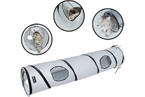 PetLike Cat Tunnel for Indoor Cats Collapsible Pop-up Pet Tube Peek Hole Hideaway Play Toys for Cats with Ball