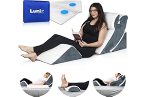 Lunix 4pcs Orthopedic Bed Wedge Pillow Set, Post Surgery Memory Foam for Back, Neck and Leg Pain Relief. Sitting Pillow, Comf