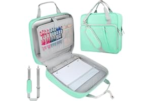 SIYNPAV 3 Ring Zipper Binder Bag 2 Inch with Shoulder Strap, Waterproof Nylon Binder with Zipper for 500 Sheet Capacity, Multi-Pocket Portfolio Organizer Case for 13 Inch Laptop Middle School (Green)