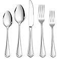 LIANYU 20-Piece Silverware Cutlery Set for 4, Stainless Steel Flatware Eating Utensils Set with Scalloped Edge, Include Knife Fork Spoon, Dishwasher Safe, Mirror Polished