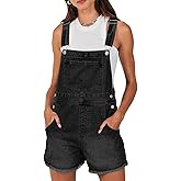 Glamaker Denim Overall Shorts for Women Summer Casual Jean Romper Jumpsuit Loose Fit Outfits Rompers with Pockets 2025