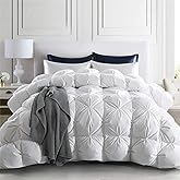 puredown® Goose Down Comforter Full/Queen Size 800 Fill Power, 100% Cotton Winter Oversized Duvet Insert 700 Thread Count, Heavyweight Cloud Fluffy Pinch Pleat Extra Warmth