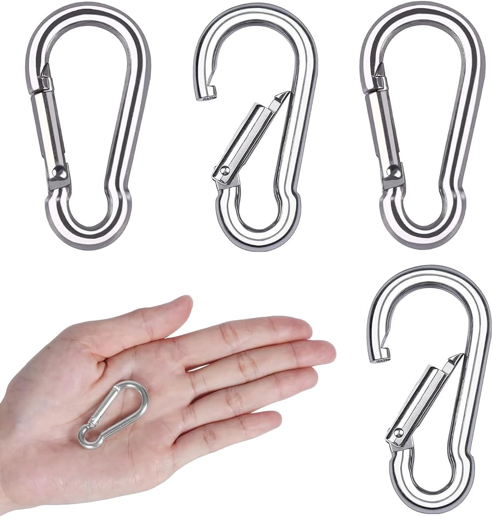 Pubiao 4 Pack Locking Carabiner 304 Stainless Steel M6 Heavy Duty 60mm