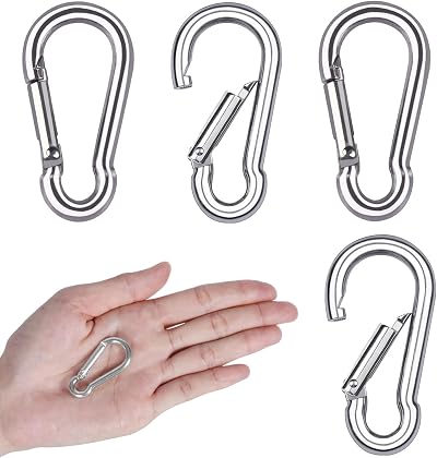 Pubiao 4 Pack Locking Carabiner 304 Stainless Steel M6 Heavy Duty 60mm